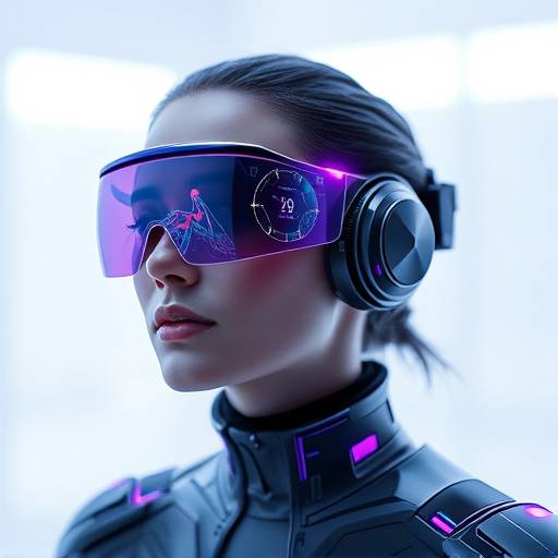 A futuristic wearable device displaying augmented reality overlays.