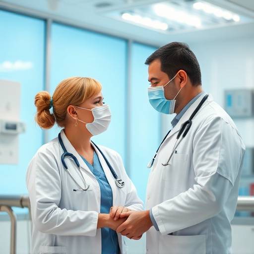 A physician examining a patient in a modern hospital in Tel Aviv, Israel.