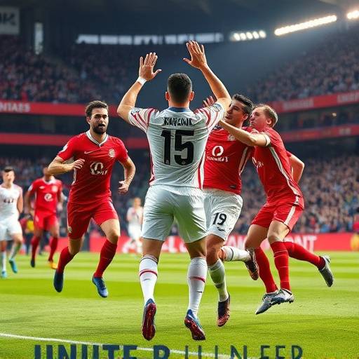 Football player celebrating a goal with teammates