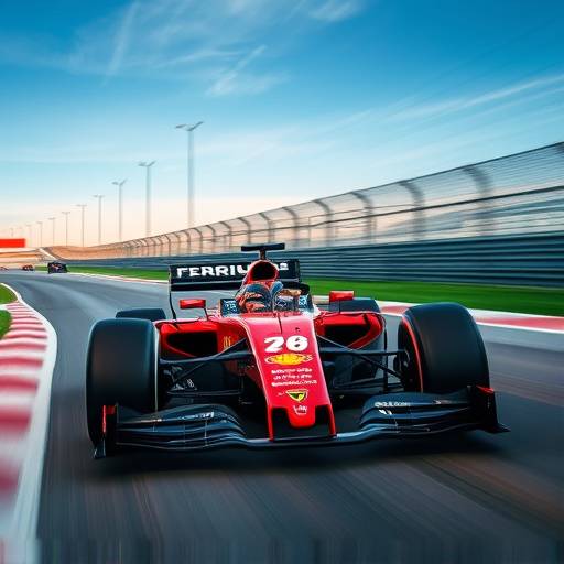 Formula 1 car speeding on a race track