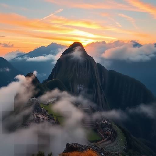 Majestic view of Machu Picchu, Peru, nestled high in the Andes Mountains