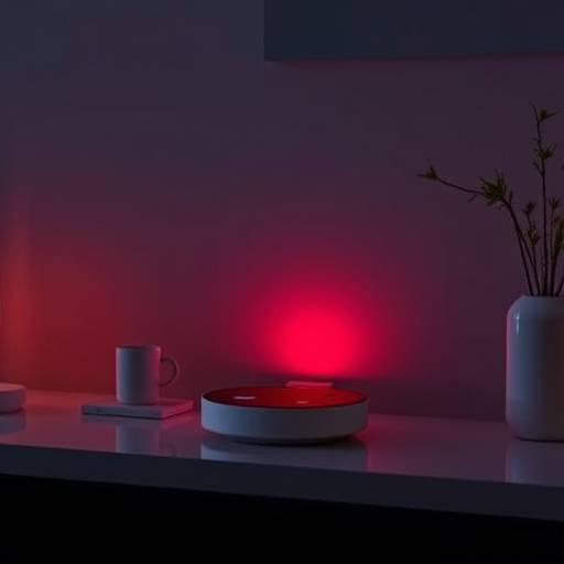 Sleek, minimalist smart home hub with glowing indicators.
